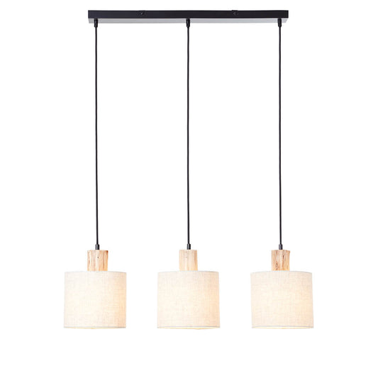 Durban 3 Lights Natural linen cylinder shades Ceiling Pendant Light