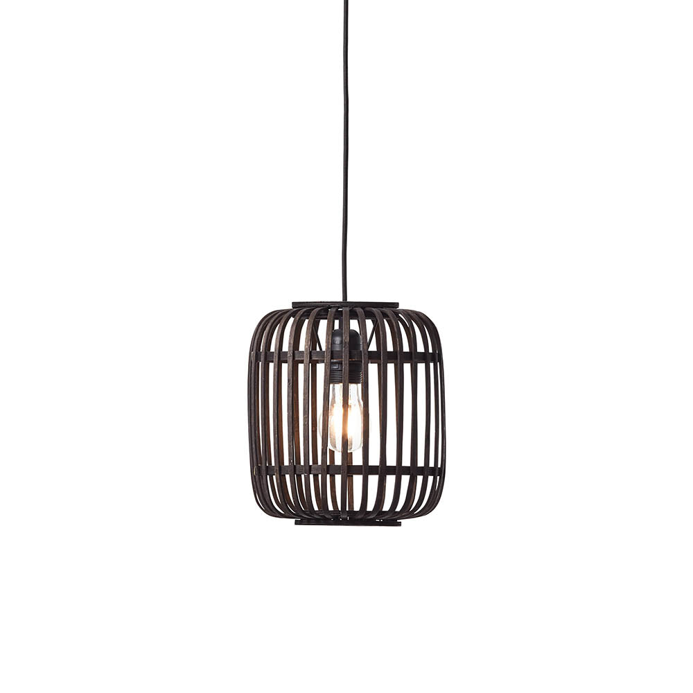 Mathias Ceiling Pendant Light In Dark Stained Bamboo Open Framework