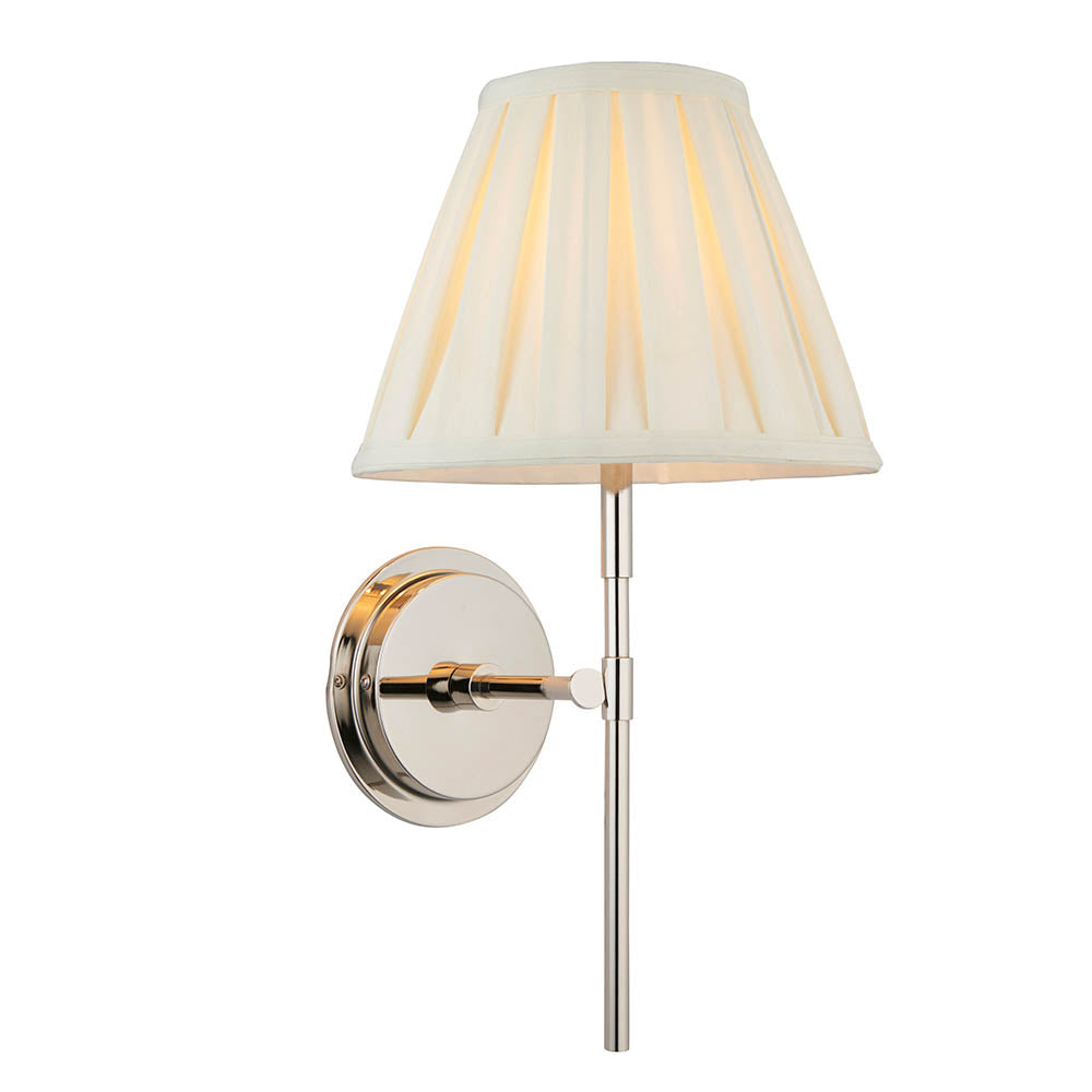Rennes 10 Inch Cream Shade Wall Light With Carla Bright Nickel Metal Base