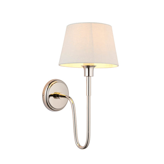 Rouen 8 Inch Ivory Silk Shade Wall Light With Chatsworth Bright Nickel Metal Base
