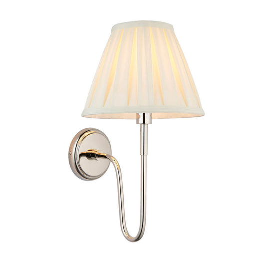 Rouen 10 Inch Cream Shade Wall Light With Carla Bright Nickel Metal Base