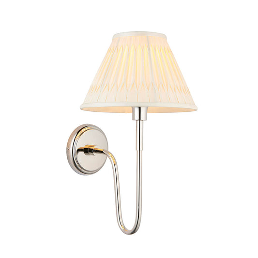 Rouen 10 Inch Ivory Silk Shade Wall Light With Chatsworth Bright Nickel Metal Base