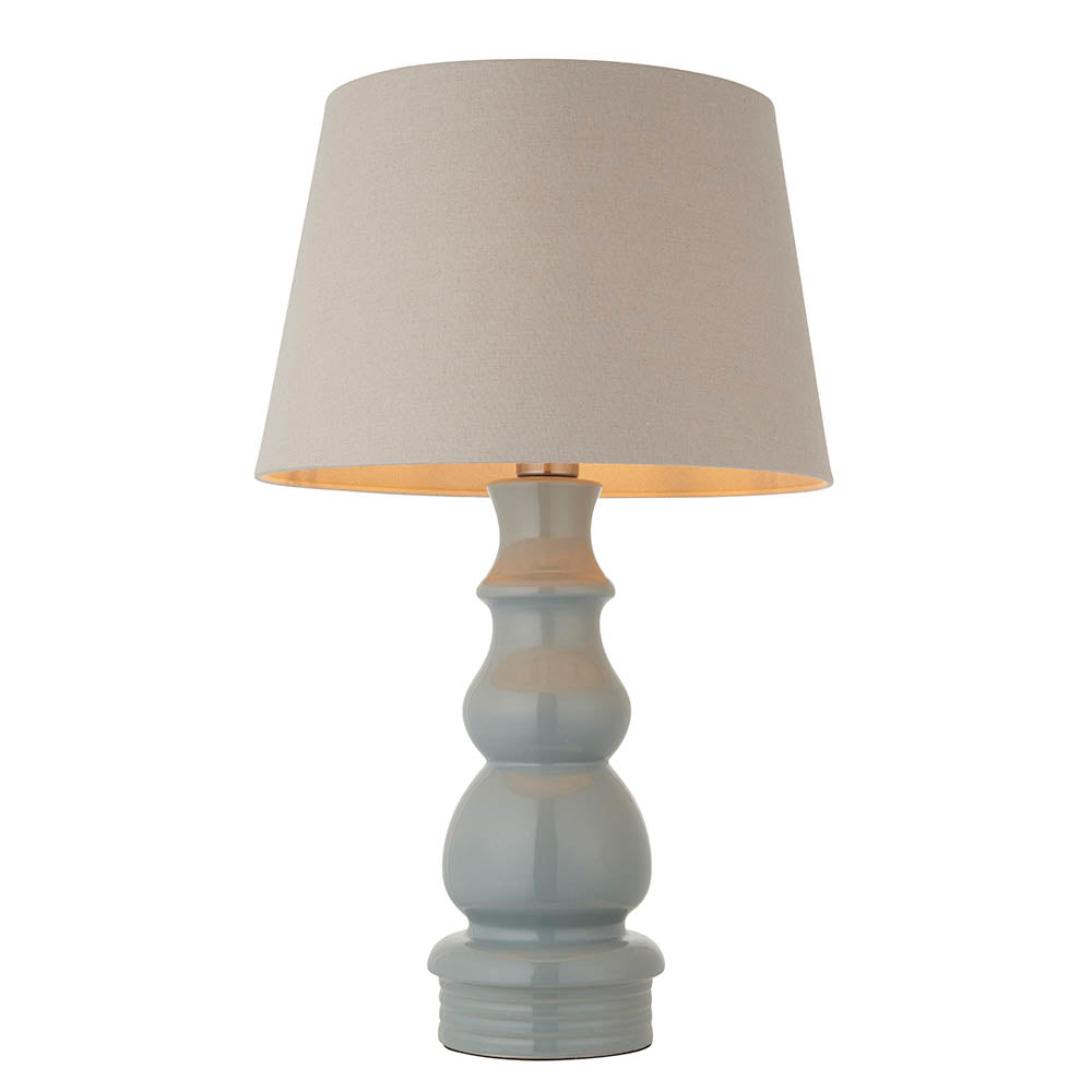 Provence 16 Inch Pale Grey Tapered Shade Table Lamp With Cici Ceramic Base