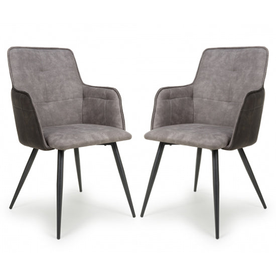Orion Light Grey Suede Effect Dining Chairs In Pair