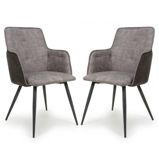 Orion Light Grey Suede Effect Dining Chairs In Pair