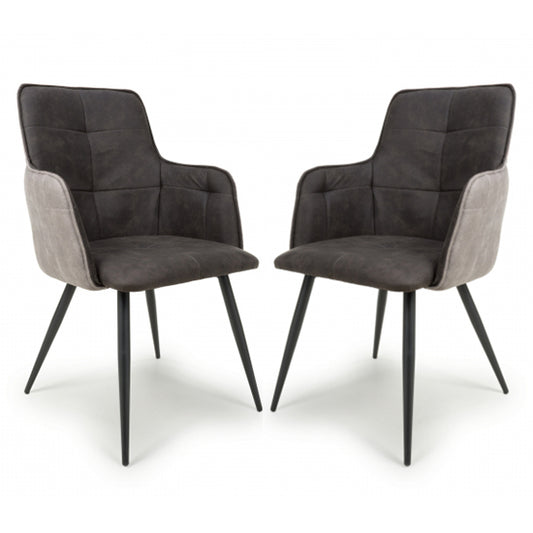 Orion Dark Grey Suede Effect Dining Chairs In Pair