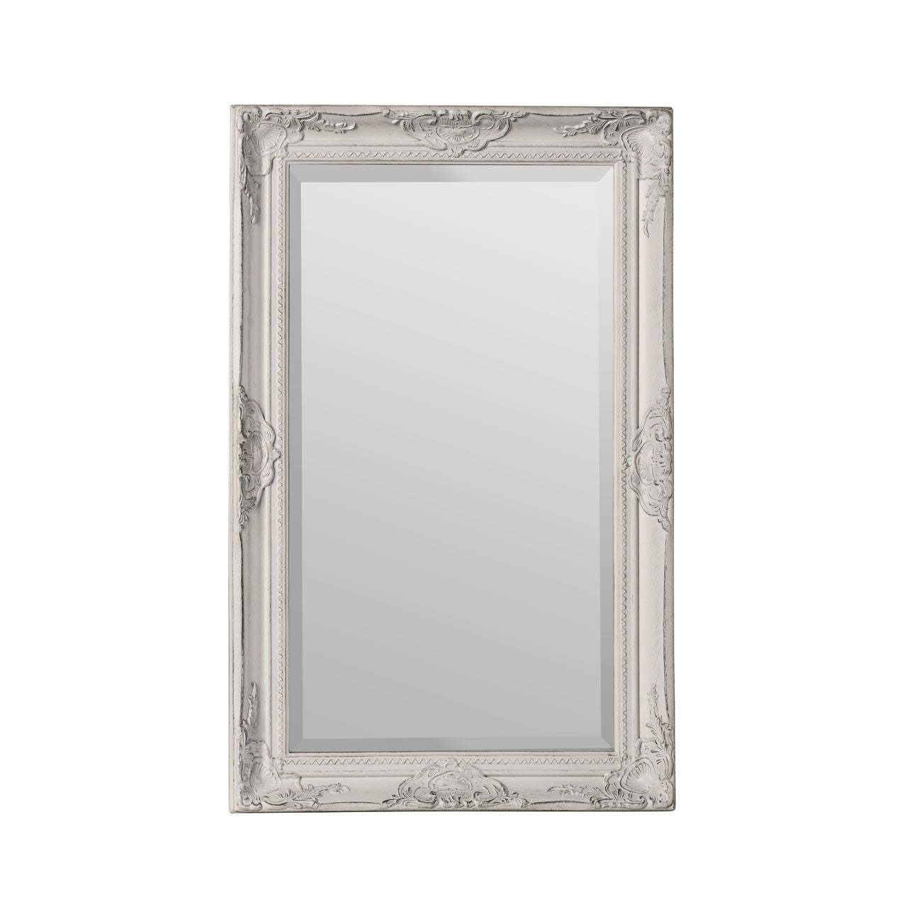 Rustic Classical Wall Bedroom Mirror In Cream Frame