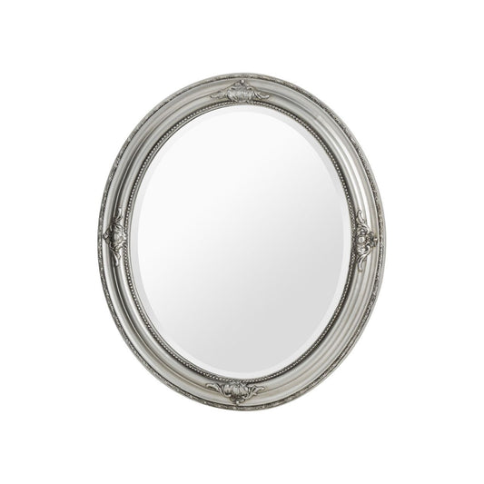 Rustic Oval Wall Bedroom Mirror In Silver Vintage Design Frame