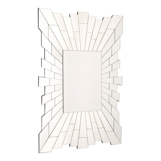 Glitzy Rectangular Wall Bedroom Mirror In Silver
