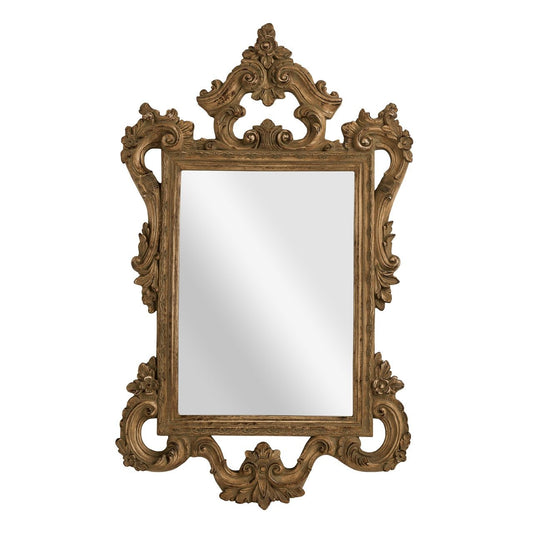 Baroque Decorative Floral Wall Bedroom Mirror In Antique Natural