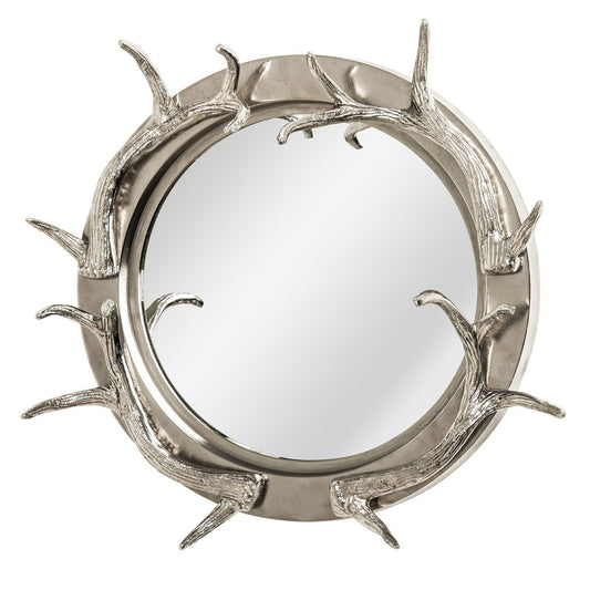 Antler Striking Design Wall Bedroom Mirror In Nickel Frame