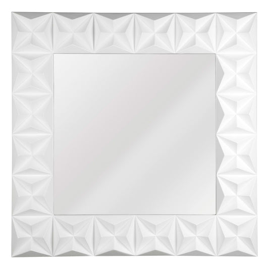 Acrotin Square 3D Effect Wall Bedroom Mirror In White High Gloss