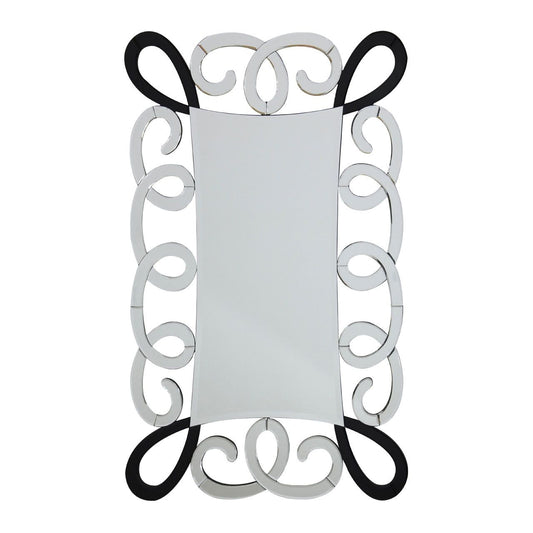 Wikera Scroll Design Wall Bedroom Mirror In Black And Silver