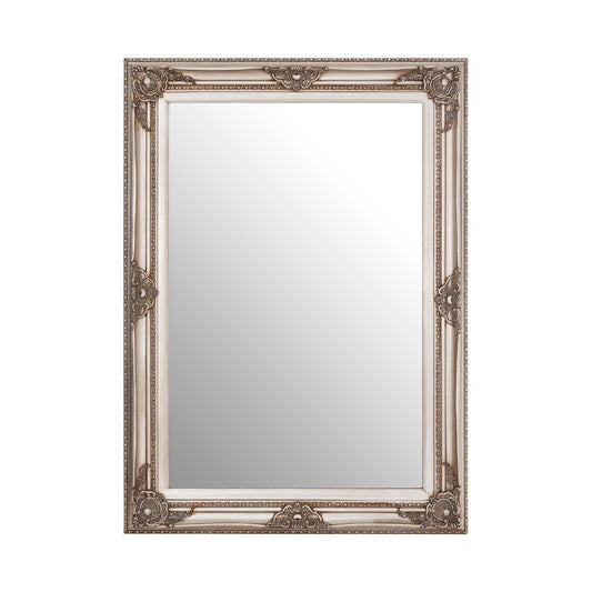 Baroque Rectangular Wall Bedroom Mirror In Grey Vintage Wooden Frame