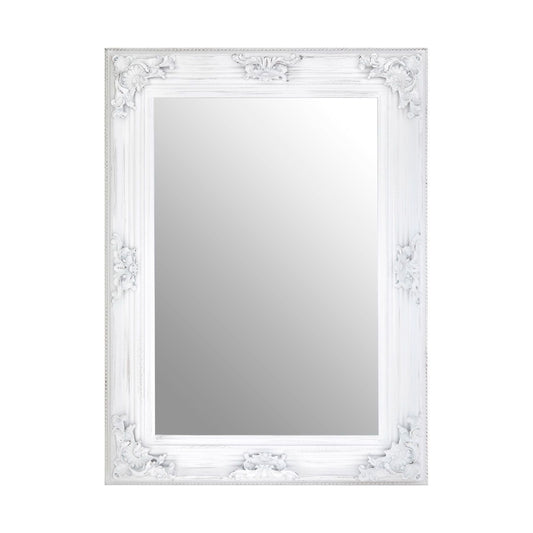 Baroque Design Wall Bedroom Mirror In Antique White Traditional Frame
