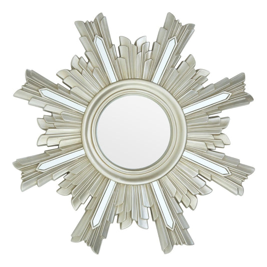 Sevan Art Deco Wall Bedroom Mirror In Silver Frame