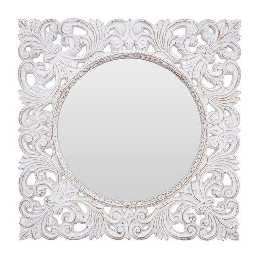 Helga Fleur-De-Lis Wall Bedroom Mirror In Antique White