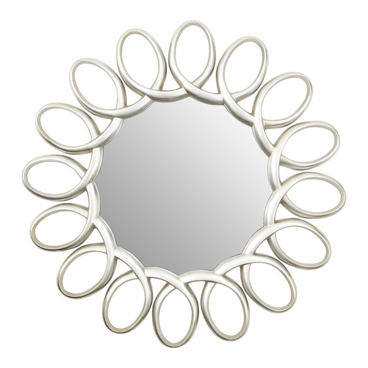 Sabatino Wall Bedroom Mirror In Silver Pewter Floral Design Frame