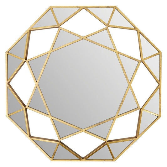 Marcia Octagonal Faceted Wall Bedroom Mirror In Gold