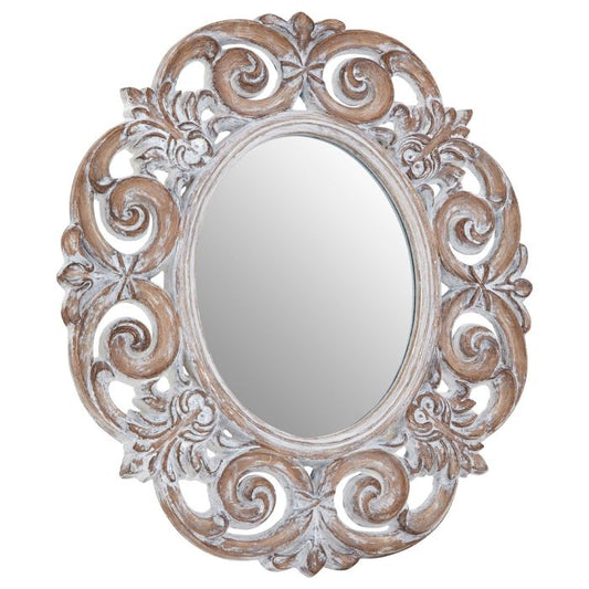 Ascot Scroll Design Wall Bedroom Mirror In Antique White