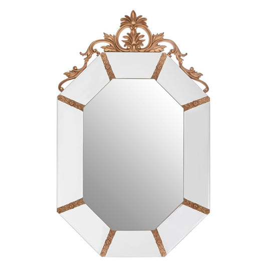 Wraxi Octagonal Acanthus Leaf Wall Bedroom Mirror In Gold
