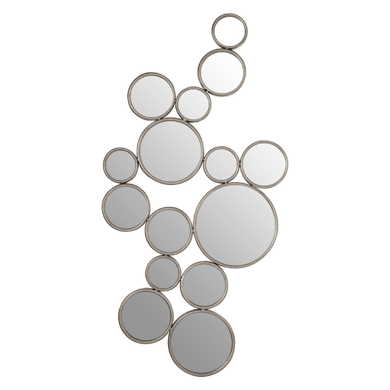 Zariah Large Multi Circle Wall Bedroom Mirror In Silver Frame