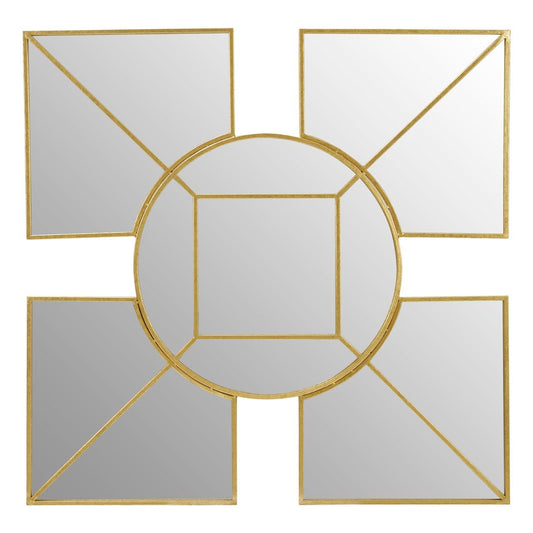 Yaxa Square And Circular Wall Bedroom Mirror In Gold