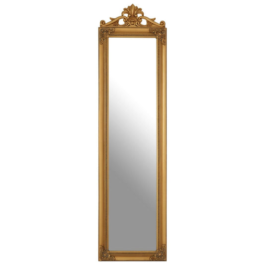 Zelma Floor Standing Cheval Mirror In Antique Gold Frame