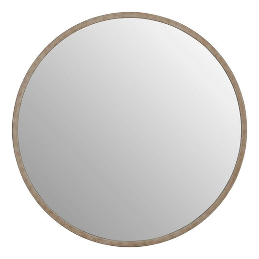 Saska Round Wall Bedroom Mirror In Antique Silver Metal Frame