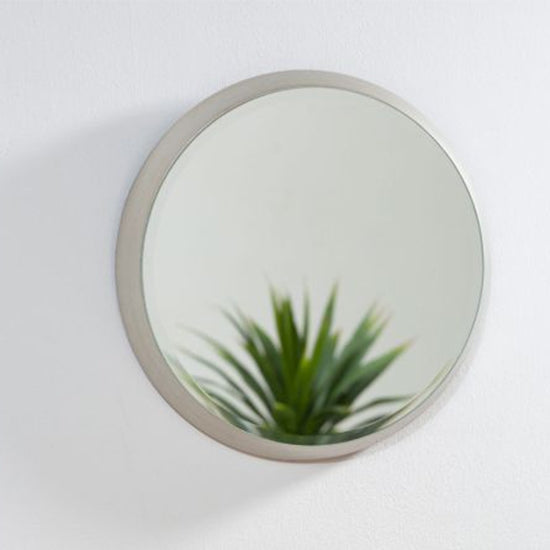 Andover Small Round Wall Bedroom Mirror In Silver Metal Frame