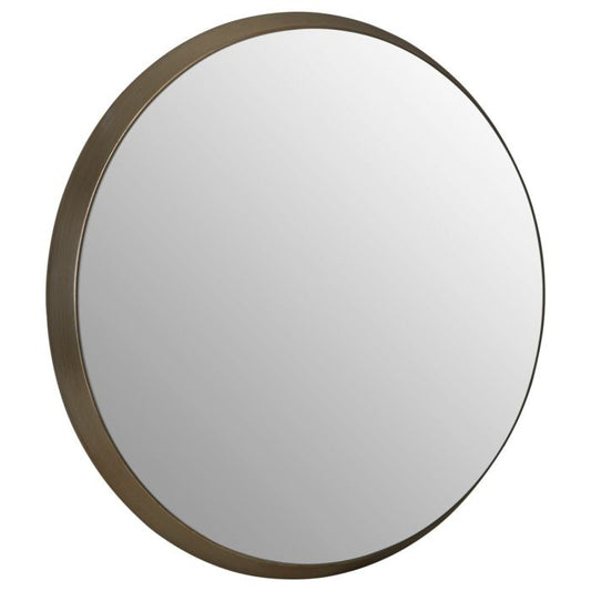 Andover Large Round Wall Bedroom Mirror In Silver Metal Frame
