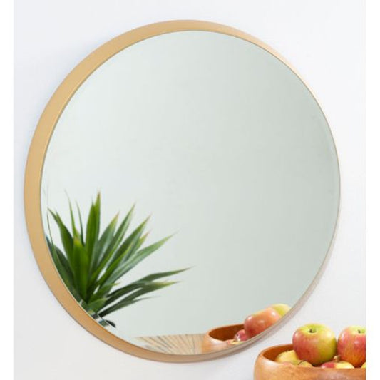 Andover Large Round Wall Bedroom Mirror In Gold Metal Frame