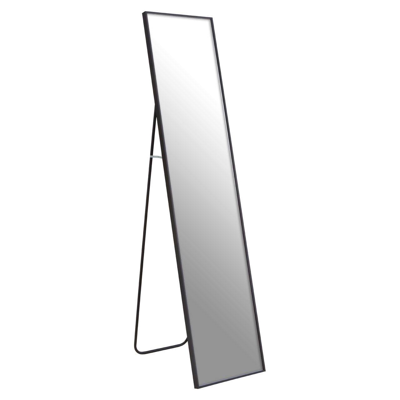 Holmes Floor Mirror In Black Wooden Frame