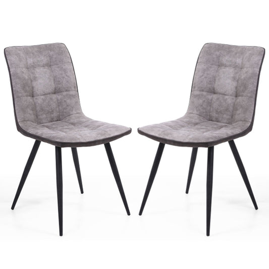 Rodeo Light Grey Suede Effect Dining Chairs In Pair