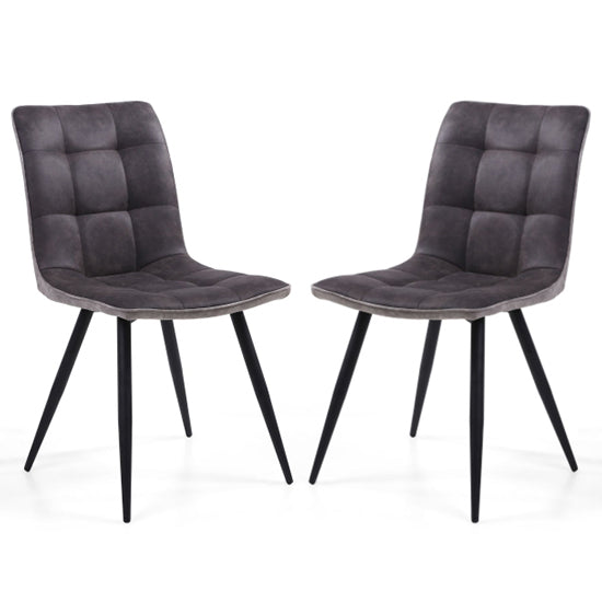 Rodeo Dark Grey Suede Effect Dining Chairs In Pair