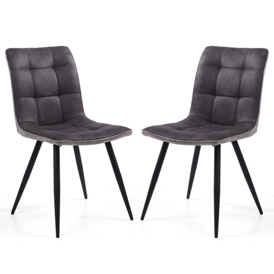 Rodeo Dark Grey Suede Effect Dining Chairs In Pair