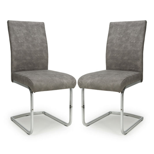Callisto Light Grey Suede Effect Dining Chairs In Pair