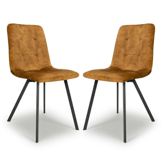Cadiz Bronze Brushed Velvet Dining Chairs In Pair