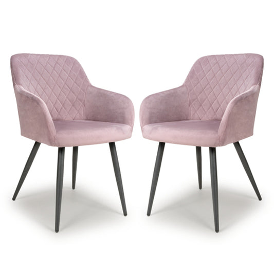 Marina Dusky Pink Brushed Velvet Dining Chairs In Pair