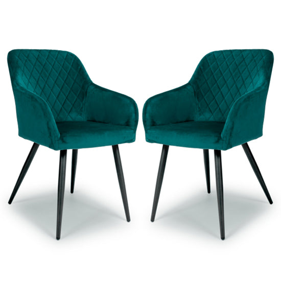 Marina Mint Green Brushed Velvet Dining Chairs In Pair