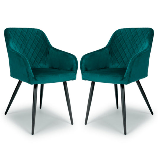 Marina Mint Green Brushed Velvet Dining Chairs In Pair