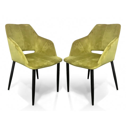 Nero Lime Gold Brushed Velvet Dining Chairs In Pair