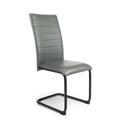 Carlisle Set Of 4 Leather Effect Dining Chairs In Grey