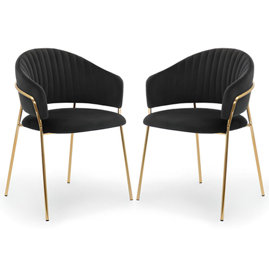 Maya Black Brushed Velvet Dining Chairs In Pair