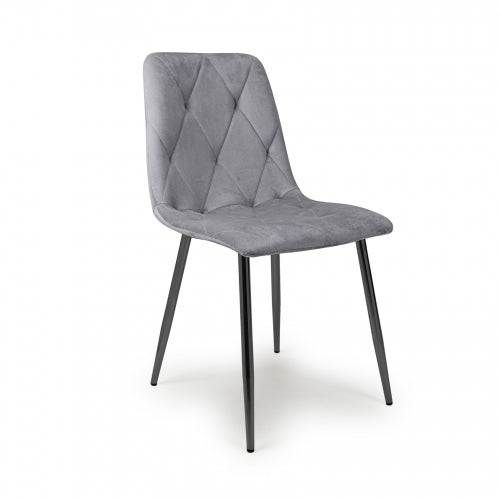Vernon Set Of 4 Brushed Velvet Dining Chairs In Grey