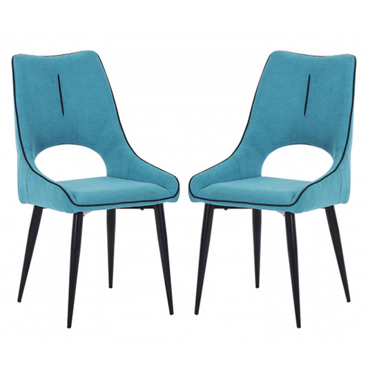 Lima Blue Chenille Effect Dining Chairs In Pair