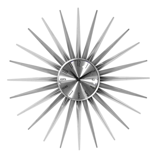 Veskeet Sunburst Design Wall Clock In Silver