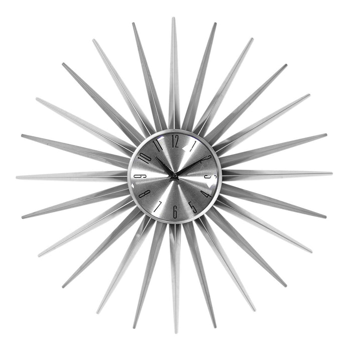 Veskeet Sunburst Design Wall Clock In Silver