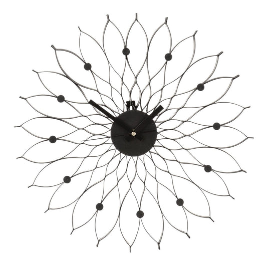 Styro Contemporary Floral Design Wall Clock In Black