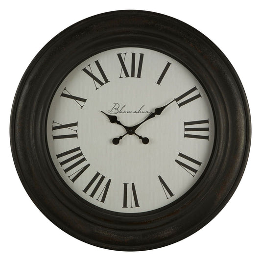 Ocrina Round Antique Style Wall Clock In Black